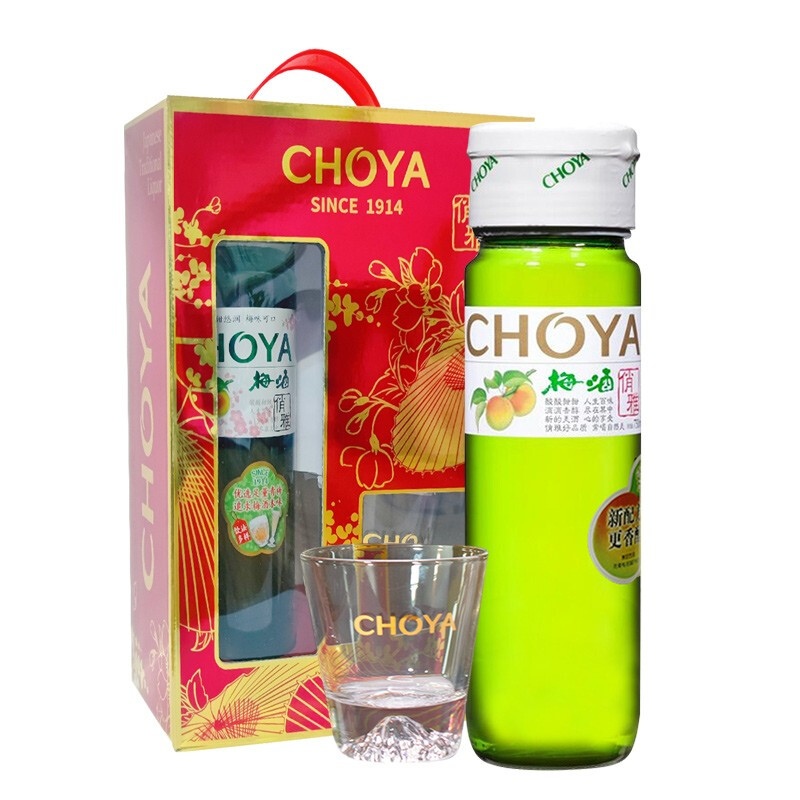 俏雅（CHOYA）果酒 青梅酒 14.5度 750ml礼盒装（青梅酒750ml+富士山玻璃杯）